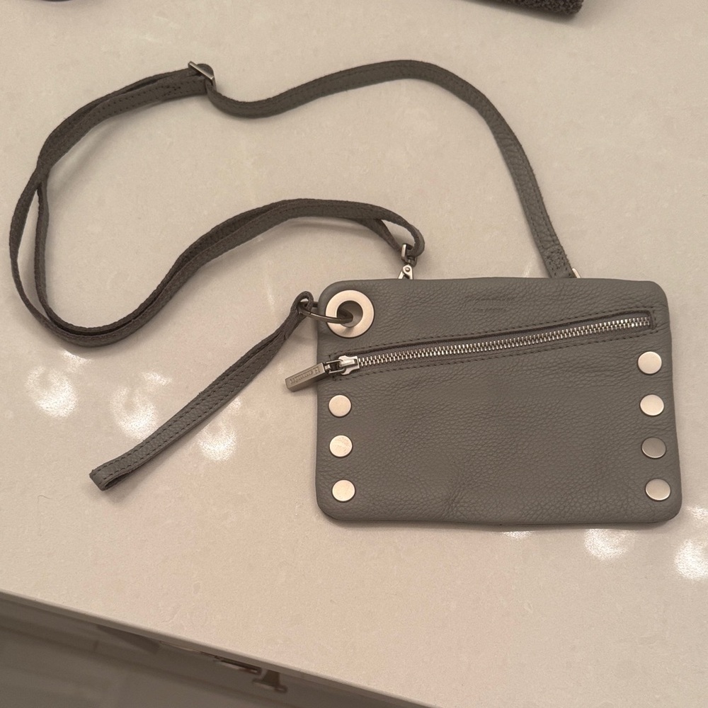 Gray Leather Crossbody Hammit Bag